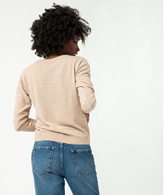 pull a col v finitions roulottees femme beige pullsF142701_2