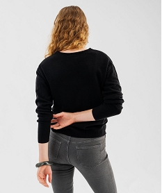 pull a col v finitions roulottees femme noir pullsF142801_3