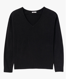 pull a col v finitions roulottees femme noir pullsF142801_4