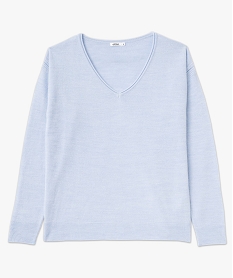 pull a col v finitions roulottees femme bleu pullsF142901_4