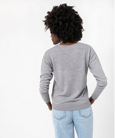 pull a col v finitions roulottees femme gris pullsF143101_3