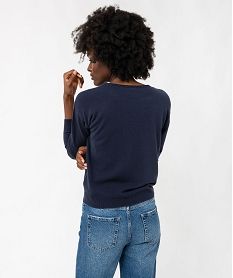 pull fin a col rond finitions roulottee femme bleu pullsF143201_3