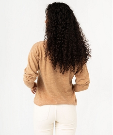 pull fin a col rond finitions roulottee femme orange pullsF143401_3