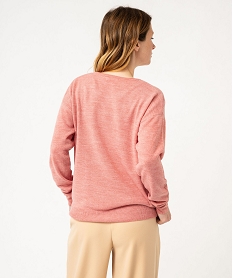 pull fin a col rond finitions roulottee femme rose pullsF143601_3