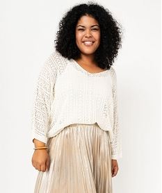 pull ajoure en maille scintillante femme grande taille beige pulls et giletsF144101_2