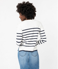 pull fin a rayures pailletees avec boutons sur l’epaule femme bleu pullsF144601_3