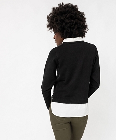 pull avec empiecements chemise 2 en 1 femme noir pullsF144901_3