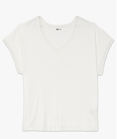 tee-shirt a manches courtes a col v femme grande taille beige t-shirts manches courtesF145801_4