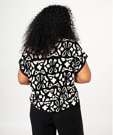 tee-shirt imprime a manches courtes a col v femme grande taille noir t-shirts manches courtesF145901_3