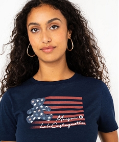 tee-shirt manches courtes col rond imprime femme - lulucastagnette bleu t-shirts manches courtesF146201_2