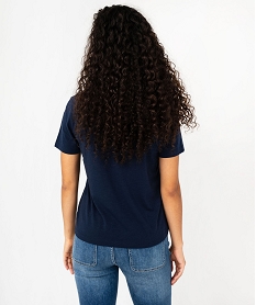 tee-shirt manches courtes col rond imprime femme - lulucastagnette bleu t-shirts manches courtesF146201_3