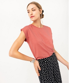 GEMO Tee-shirt manches courtes coupe loose avec boutons fantaisie femme rose standard