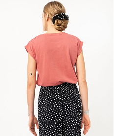 tee-shirt manches courtes coupe loose avec boutons fantaisie femme rose t-shirts manches courtesF146701_3