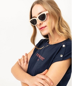 tee-shirt manches courtes coupe loose avec boutons fantaisie femme bleu t-shirts manches courtesF146801_2