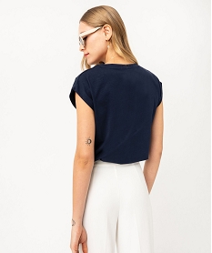 tee-shirt manches courtes coupe loose avec boutons fantaisie femme bleu t-shirts manches courtesF146801_3