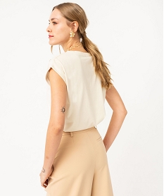 tee-shirt manches courtes coupe loose avec boutons fantaisie femme beige t-shirts manches courtesF147001_3