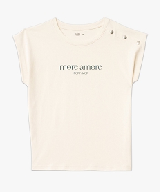 tee-shirt manches courtes coupe loose avec boutons fantaisie femme beige t-shirts manches courtesF147001_4
