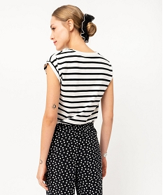 tee-shirt raye a manches ultra courtes femme noir t-shirts manches courtesF147201_3