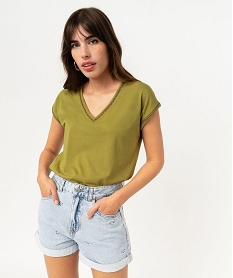GEMO Tee-shirt à manches courtes avec finitions scintillantes femme vert standard