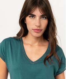 tee-shirt a manches courtes avec finitions scintillantes femme bleu t-shirts manches courtesF147401_2