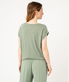 tee-shirt a manches courtes avec motif fleuri femme vert t-shirts manches courtesF147601_3