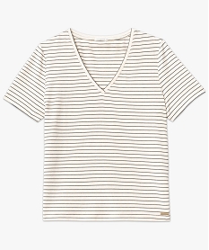 tee-shirt manches courtes a rayures pailletees femme - lulucastagnette beige t-shirts manches courtesF147701_4