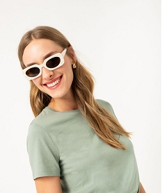 tee-shirt a manches courtes et col rond femme vert t-shirts manches courtesF147801_2