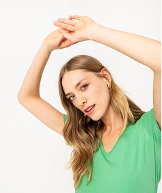 tee-shirt a manches courtes avec col v roulotte femme vert t-shirts manches courtesF148001_2