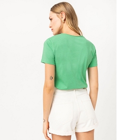 tee-shirt a manches courtes avec col v roulotte femme vert t-shirts manches courtesF148001_3