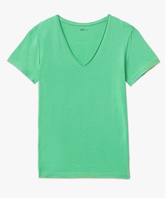 tee-shirt a manches courtes avec col v roulotte femme vert t-shirts manches courtesF148001_4