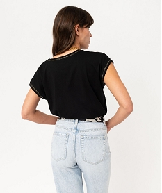 tee-shirt a manches courtes avec finitions scintillantes femme[missing] noir vif hauts a paillettesF148301_3