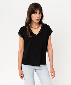 tee-shirt a manches courtes avec finitions scintillantes femme[missing] noir vif hauts a paillettesF148301_4