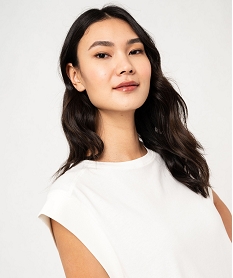 tee-shirt sans manches coupe large femme blanc t-shirts manches courtesF148701_2