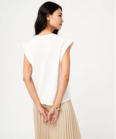 tee-shirt sans manches coupe large femme blanc t-shirts manches courtesF148701_3