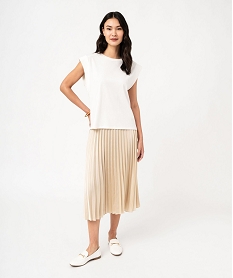 tee-shirt sans manches coupe large femme blanc t-shirts manches courtesF148701_4