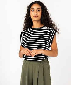 GEMO Tee-shirt manches courtes à rayures femme Bleu