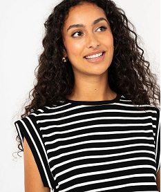 tee-shirt manches courtes a rayures femme bleu t-shirts manches courtesF148801_2