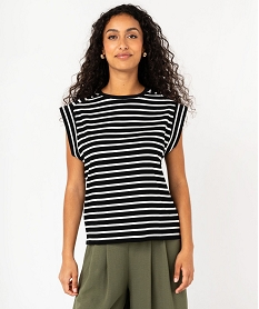 tee-shirt manches courtes a rayures femme bleu t-shirts manches courtesF148801_4