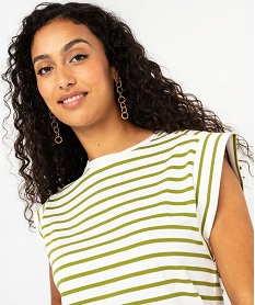 tee-shirt manches courtes a rayures femme beige t-shirts manches courtesF148901_2