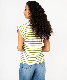 tee-shirt manches courtes a rayures femme beige t-shirts manches courtesF148901_3