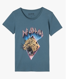 GEMO Tee-shirt à manches courtes avec motif femme - Def Leppard Bleu