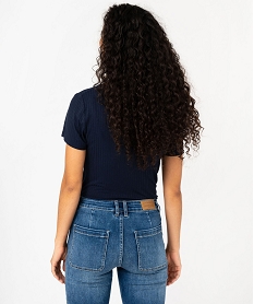 tee-shirt manches courtes et col v en maille cotelee femme - lulucastagnette bleu t-shirts manches courtesF150401_3