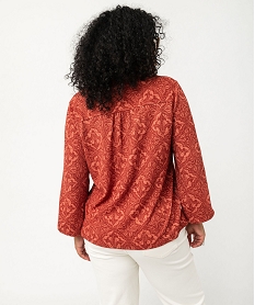 tee-shirt imprime a manches longues a col v femme grande taille rouge t-shirts manches longuesF150501_3