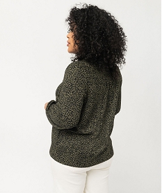 tee-shirt imprime a manches longues a col v femme grande taille vert t-shirts manches longuesF150601_3