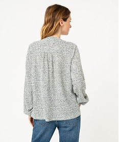 tee-shirt a manches longues et col v en maille texturee femme vert t-shirts manches longuesF150901_3