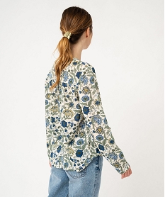 tee-shirt a manches longues imprime avec col boutonne femme vert t-shirts manches longuesF151501_3