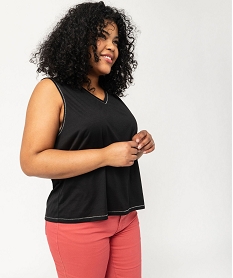 GEMO Débardeur fluide col V à détail brillant femme grande taille noir standard