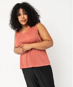 GEMO Débardeur fluide col V à détail brillant femme grande taille rose standard