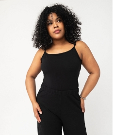 GEMO Débardeur à fines bretelles en coton stretch femme grande taille noir standard