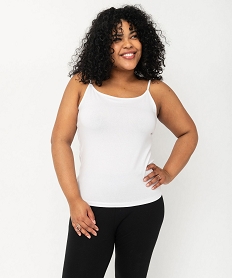 GEMO Débardeur à fines bretelles en coton stretch femme grande taille blanc standard
